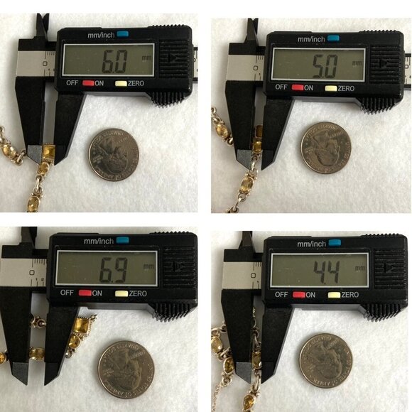 Sterling Silver 925 Multi Gemstone Citrine Collar V Necklace Cable Chain 17" - Picture 9 of 16